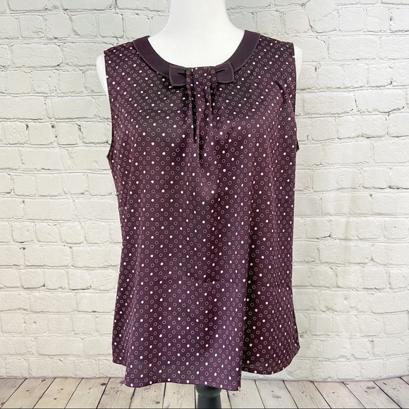 Ann Taylor Tops - 4/$25 Ann Taylor petite plum sleeveless bow front